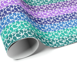 Paisley Strepen in Modern Paars Blauw Groen Wit Cadeaupapier