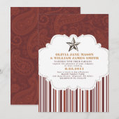 Paisley Stripes Wedding Invitation Kaart (Voorkant / Achterkant)