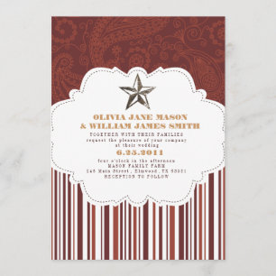 Paisley Stripes Wedding Invitation Kaart