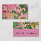 "PAISLEY/STROPDAS-DYE DESIGN" (ROZE, GROEN EN GOUD VISITEKAARTJE (Voorkant / Achterkant)