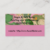 "PAISLEY/STROPDAS-DYE DESIGN" (ROZE, GROEN EN GOUD VISITEKAARTJE (Achterkant)