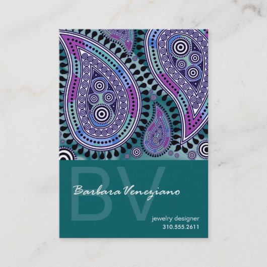 Paisley Supreme Business Card-sjabloon Visitekaartje (Voorkant)