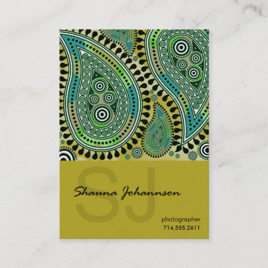 Paisley Supreme Business Card-sjabloon Visitekaartje (Voorkant)