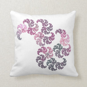 Paisley Swirl Fractal Design in roze, grijs en wit Kussen