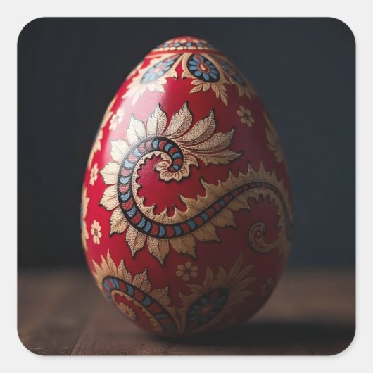 Paisley Swirl Pasen Ei Vierkante Sticker (Voorkant)