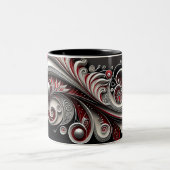 Paisley Swirl Rood, Zilver en Wit 2 mok (Center)