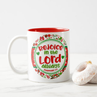 Paisley verheugt zich in het geloof van de Heer, a Tweekleurige Koffiemok