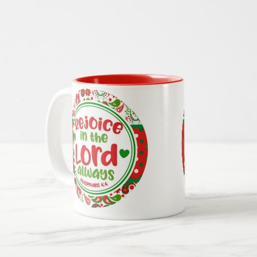 Paisley verheugt zich in het geloof van de Heer, a Tweekleurige Koffiemok (Voorkant links)