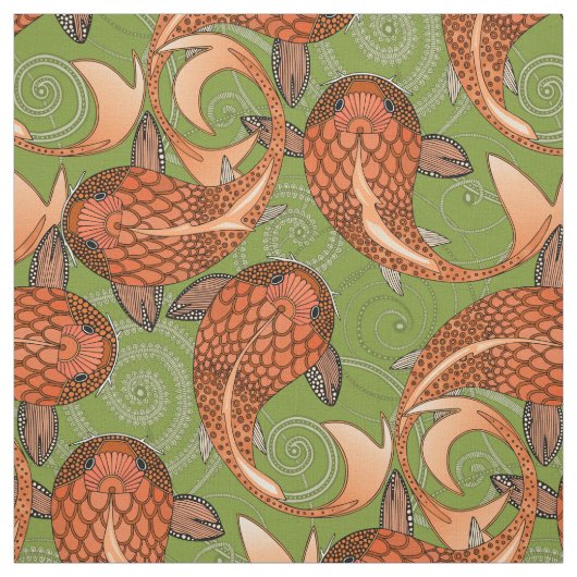 paisley vis groen stof (Swatch)