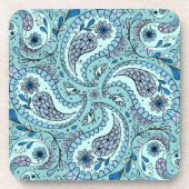 Paisley vogels in baby blauw bier onderzetter (Voorkant)