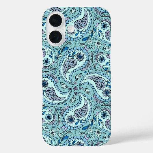 Paisley vogels in baby blauw Case-Mate iPhone case (Achterkant)
