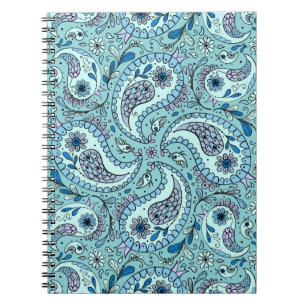 Paisley vogels in baby blauw notitieboek