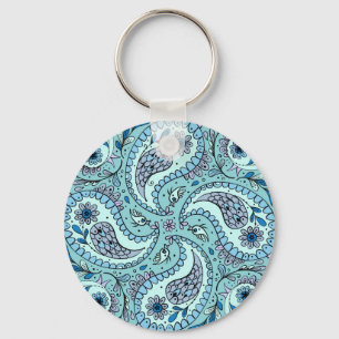 Paisley vogels in baby blauw sleutelhanger