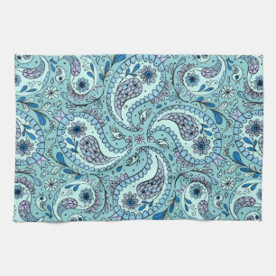 Paisley vogels in baby blauw theedoek