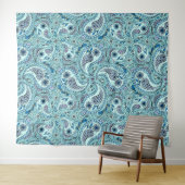 Paisley vogels in baby blauw wandkleed (In Situ (horizontaal))