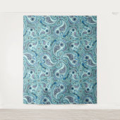 Paisley vogels in baby blauw wandkleed (Voorkant)