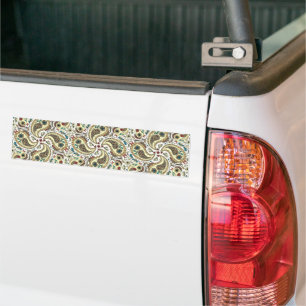 Paisley vogels in geel/bruin en wit bumpersticker
