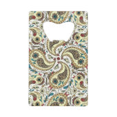Paisley vogels in geel/bruin en wit creditkaart flessenopener (Voorkant)