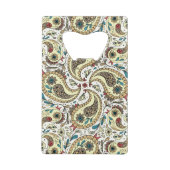 Paisley vogels in geel/bruin en wit creditkaart flessenopener (Achterkant)