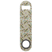 Paisley vogels in geel/bruin en wit speed flessenopener (Achterkant)