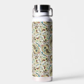 Paisley vogels in geel/bruin en wit waterfles (Achterkant)