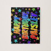 "PAISLEY" Voornaam, geun "HAPPY BIRTHDAY" Legpuzzel (Verticaal)
