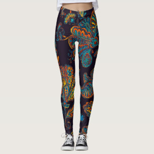 Paisley waterverf: bloemenpatroon tegel leggings