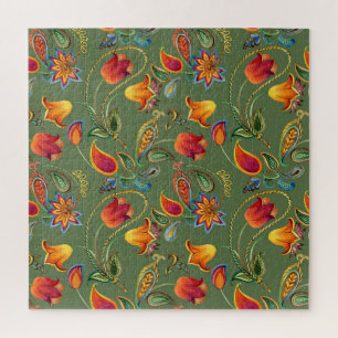 Paisley waterverf, naadloos Indiaas motief. Legpuzzel