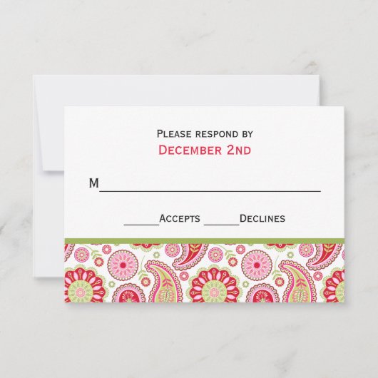  Paisley Wedding RSVP-kaart RSVP Kaartje (Voorkant)