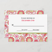  Paisley Wedding RSVP-kaart RSVP Kaartje (Voorkant / Achterkant)