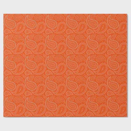 Paisley White op helder Oranje omslagpapier Cadeaupapier (Vlak)