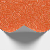 Paisley White op helder Oranje omslagpapier Cadeaupapier (Hoek)