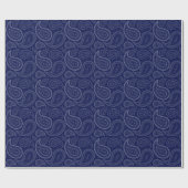 Paisley White op marineblauw omslagpapier Cadeaupapier (Vlak)