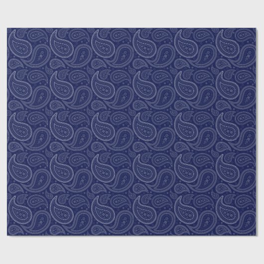 Paisley White op marineblauw omslagpapier Cadeaupapier (Vlak)