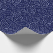 Paisley White op marineblauw omslagpapier Cadeaupapier (Hoek)