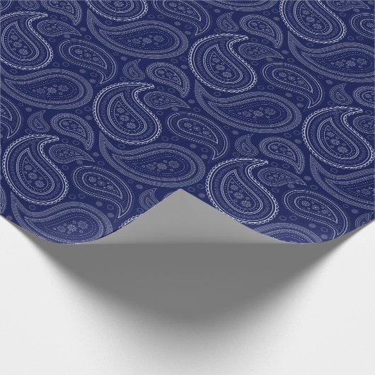 Paisley White op marineblauw omslagpapier Cadeaupapier (Hoek)