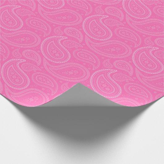Paisley White op roze ompakpapier Cadeaupapier (Hoek)