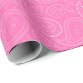 Paisley White op roze ompakpapier Cadeaupapier (Rol Hoek)
