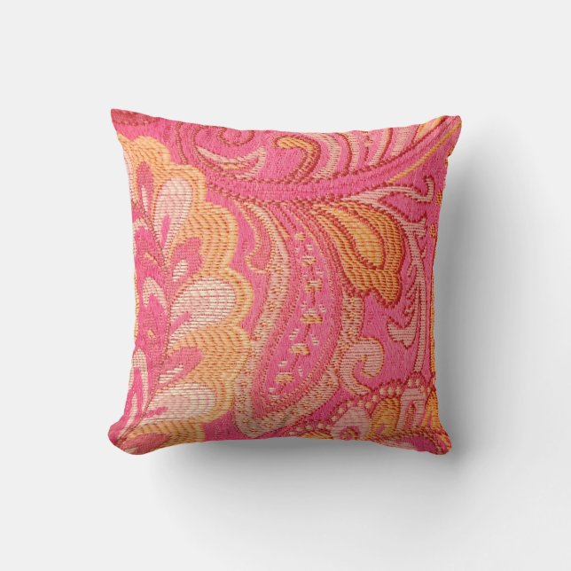 Paisley Yellow Gold Pink Designer gooit kussen (Voorkant)