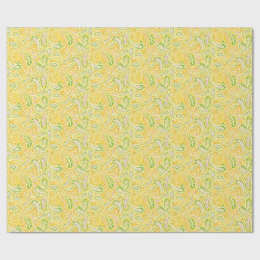 Paisley Yellow Green en Paars Pattern Cadeaupapier (Vlak)