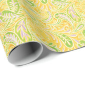 Paisley Yellow Green en Paars Pattern Cadeaupapier (Rol Hoek)