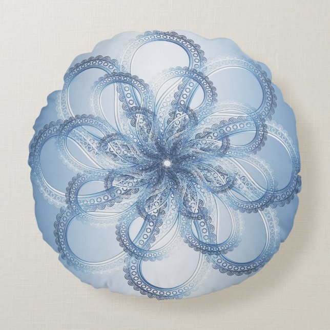Paisley zilver-element. rond kussen (Voorkant)