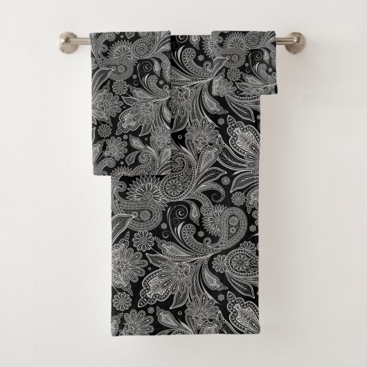 Paisley, zwart en wit Bad Handdoek (Insitu)
