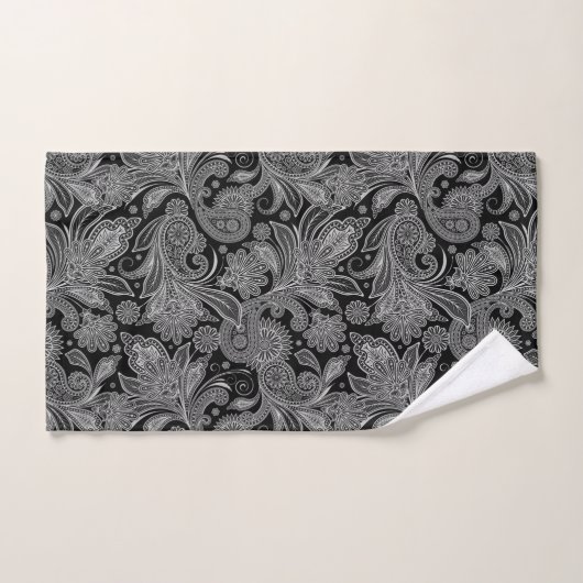 Paisley, zwart en wit Bad Handdoek (Handdoek)