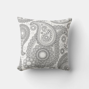 Paisley, zwart en wit Kussen