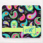 Paisley Zwart Kleurrijk Modern Patroon Monogram Muismat (Voorkant)