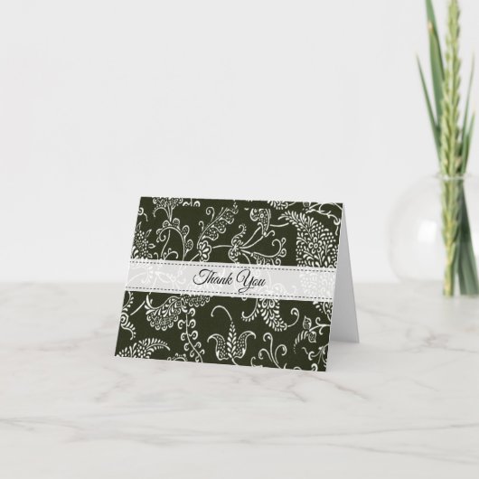Paisley zwart-wit monogram Initiaal Bedankt (Voorkant)