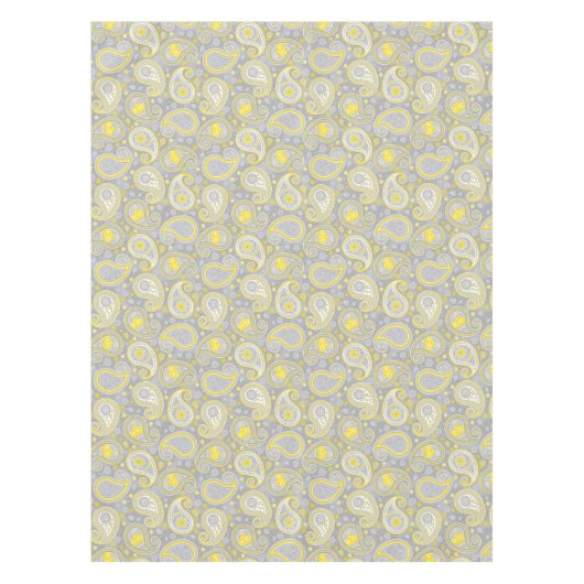 Paisleygeel patroon en grijze elegant tafelkleed (Voorkant)