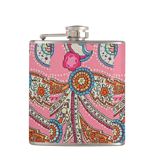 paisleygipserretro hipflask uit 1970 heupfles (Voorkant)