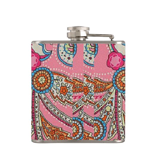 paisleygipserretro hipflask uit 1970 heupfles (Achterkant)